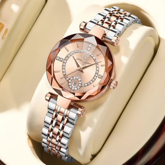 Luxury Stainless Steel Fashion Watch with Quartz Movement, Date Display & Water Resistance