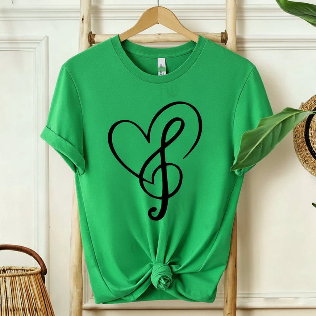 Minimalist Music Note Heart Print T-Shirt