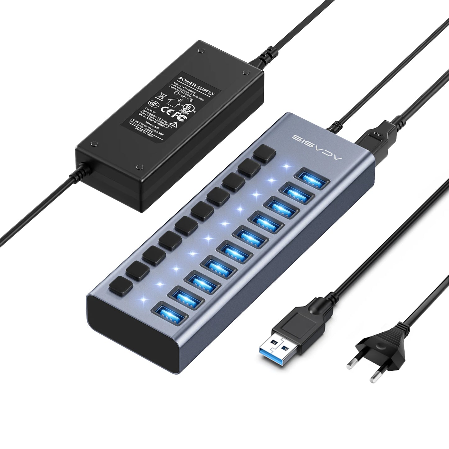 10Gbps Multi-Port USB Hub with Individual Switches