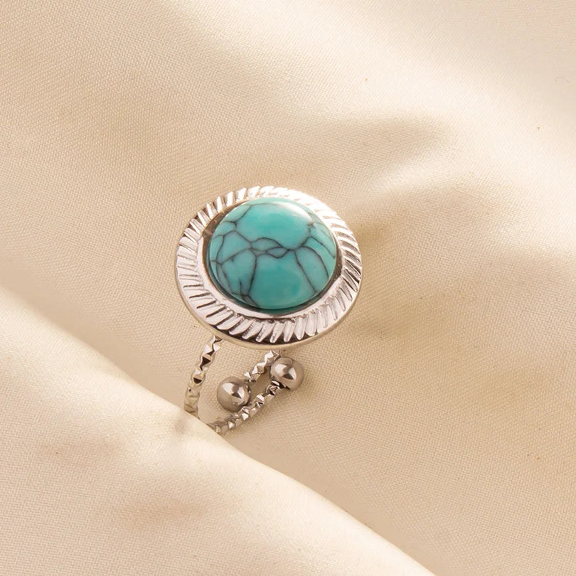 Bohemian Turquoise Gemstone Adjustable Ring for Women
