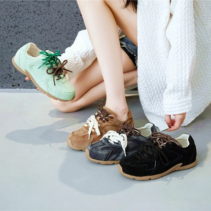 Genuine Leather Retro Trainer Sneakers