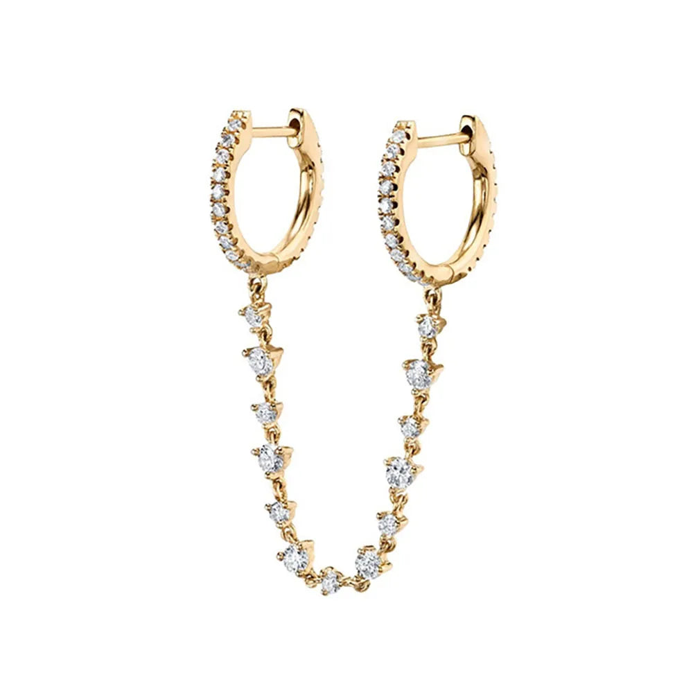 Stainless Steel Flower Dangle Earrings with Sparkling Zircon