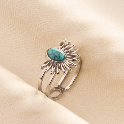 Bohemian Turquoise Gemstone Adjustable Ring for Women