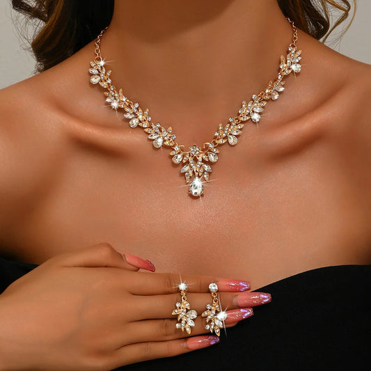 3-Piece Water Drop Choker Necklace & Earrings Jewelry Set for Women