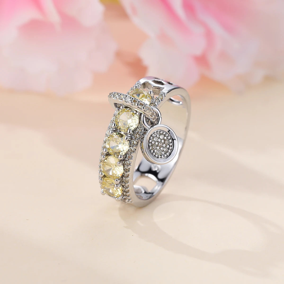 Vintage Gold Tone Royal Blue Stone Statement Ring for Women