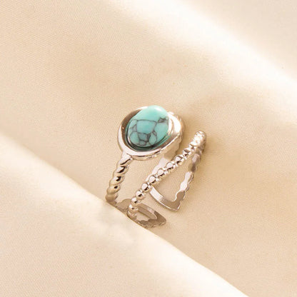 Bohemian Turquoise Gemstone Adjustable Ring for Women