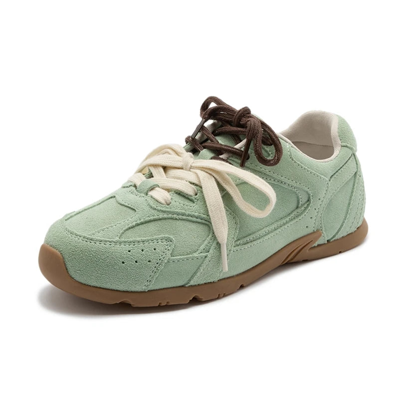 Genuine Leather Retro Trainer Sneakers