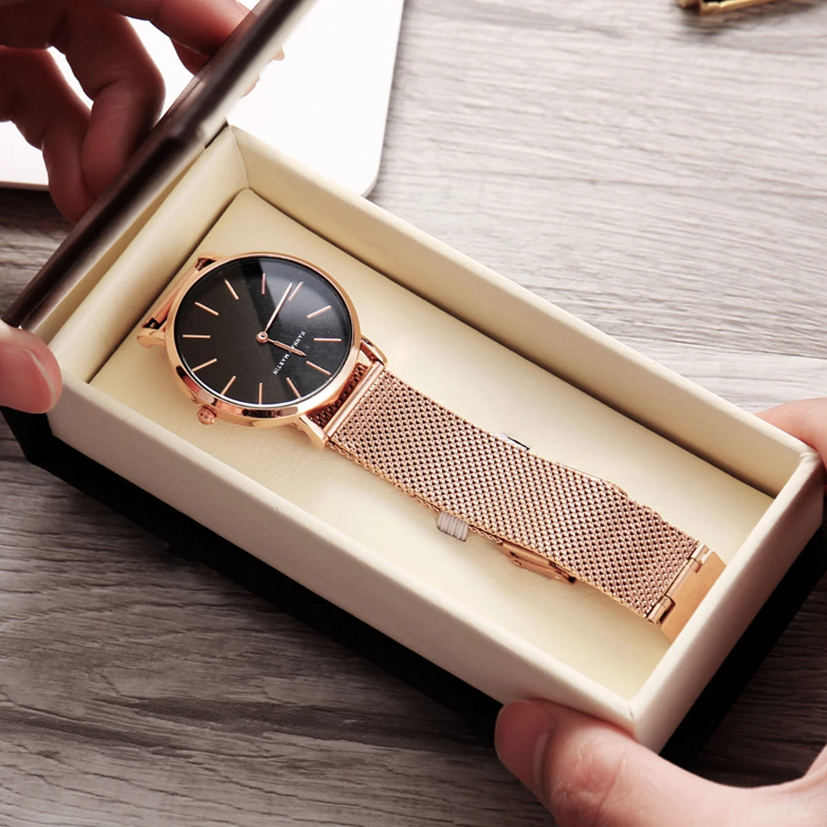Premium Rose Gold Quartz Stainless Steel Watch