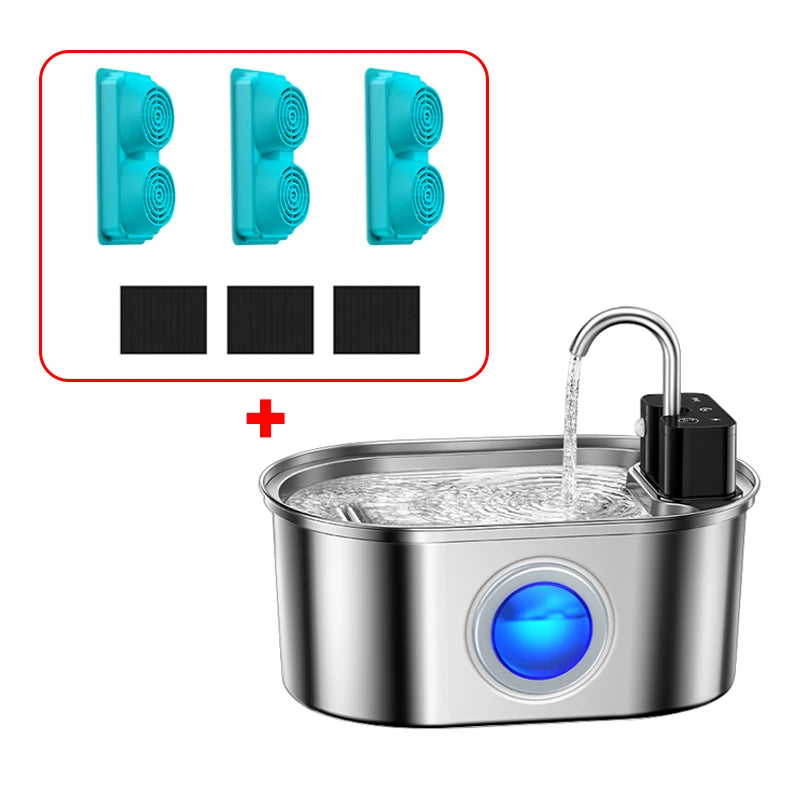 3.2L Wireless Smart Stainless Steel Pet Water Fountain