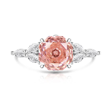 925 Sterling Silver Rose Cut Flower Branch Ring for Women
