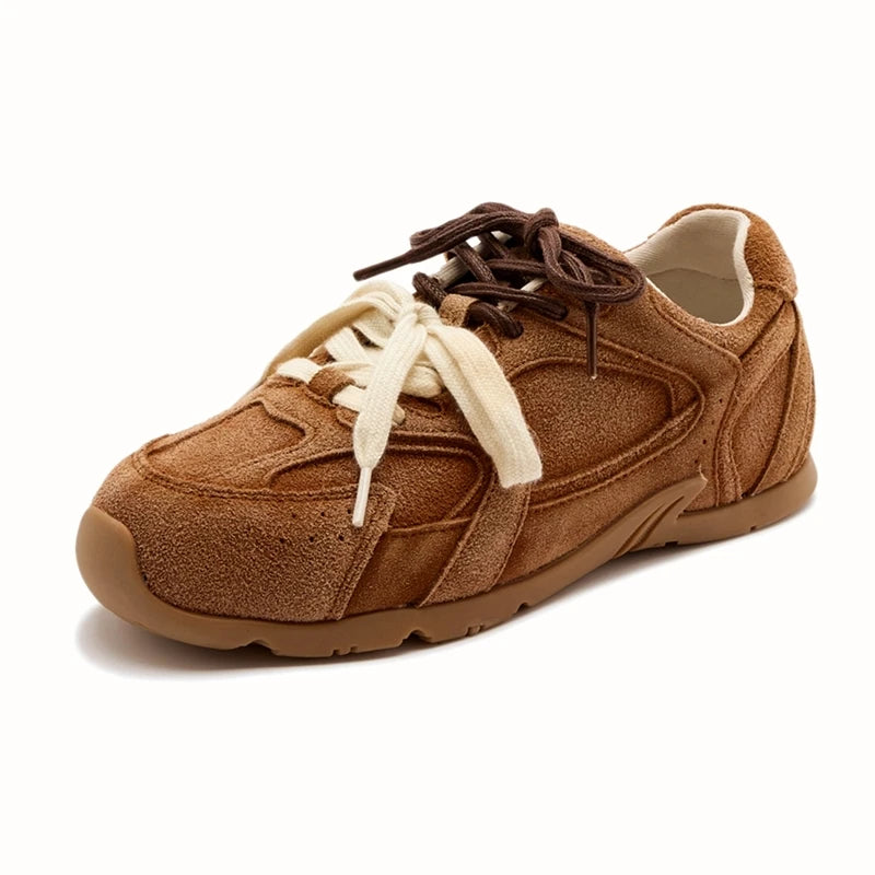 Genuine Leather Retro Trainer Sneakers