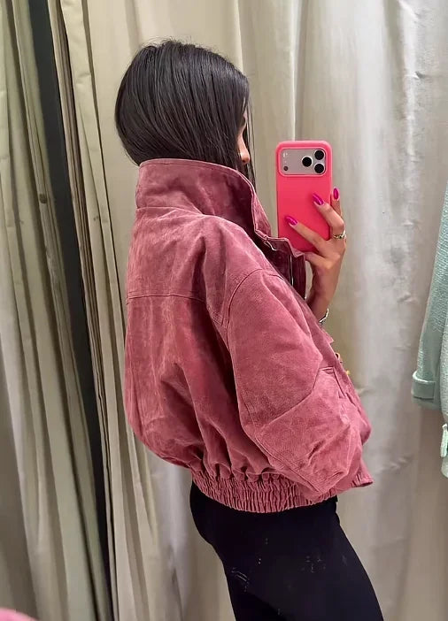 Faux Suede Oversized Jacket
