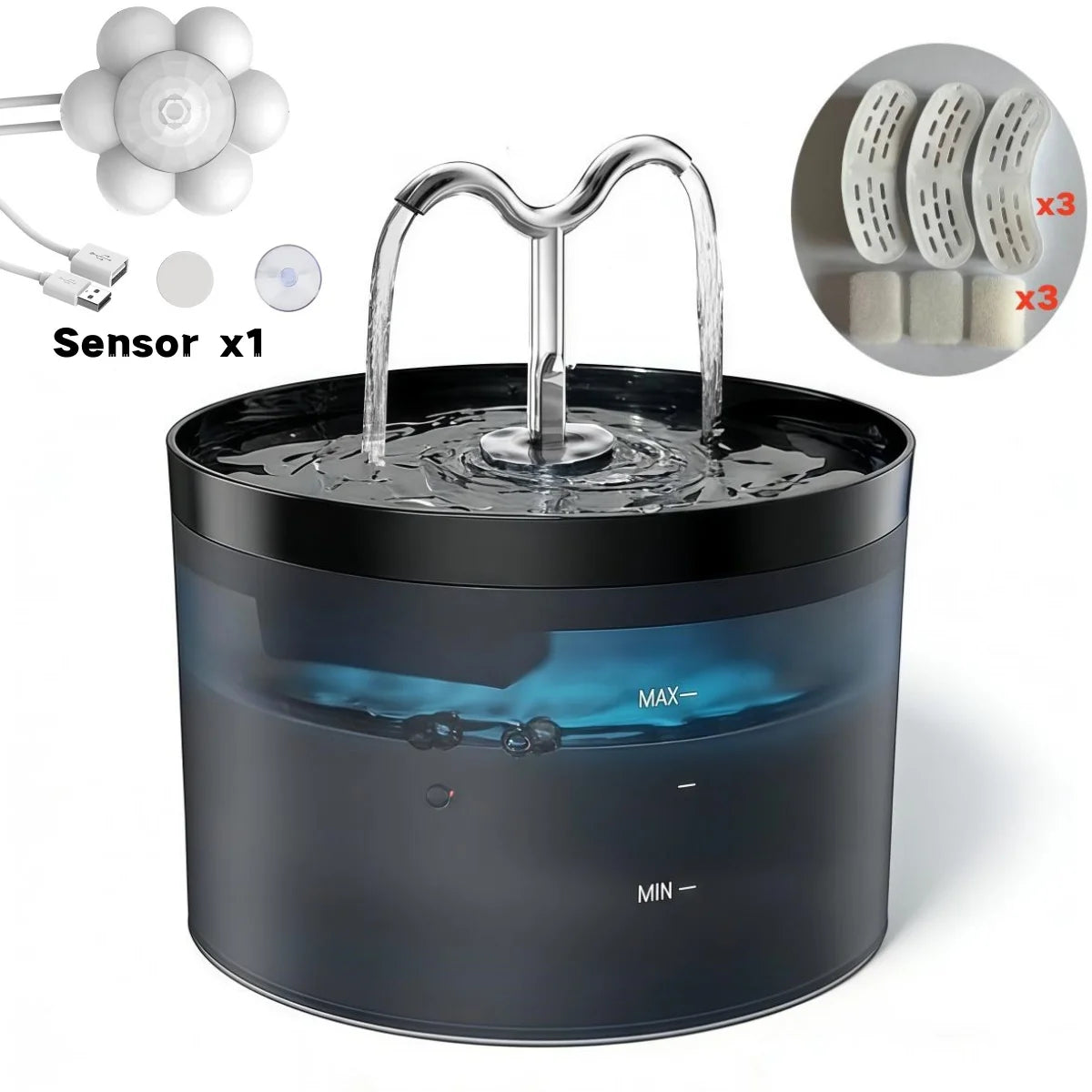 2.1L Automatic Pet Water Fountain with USB Sensor