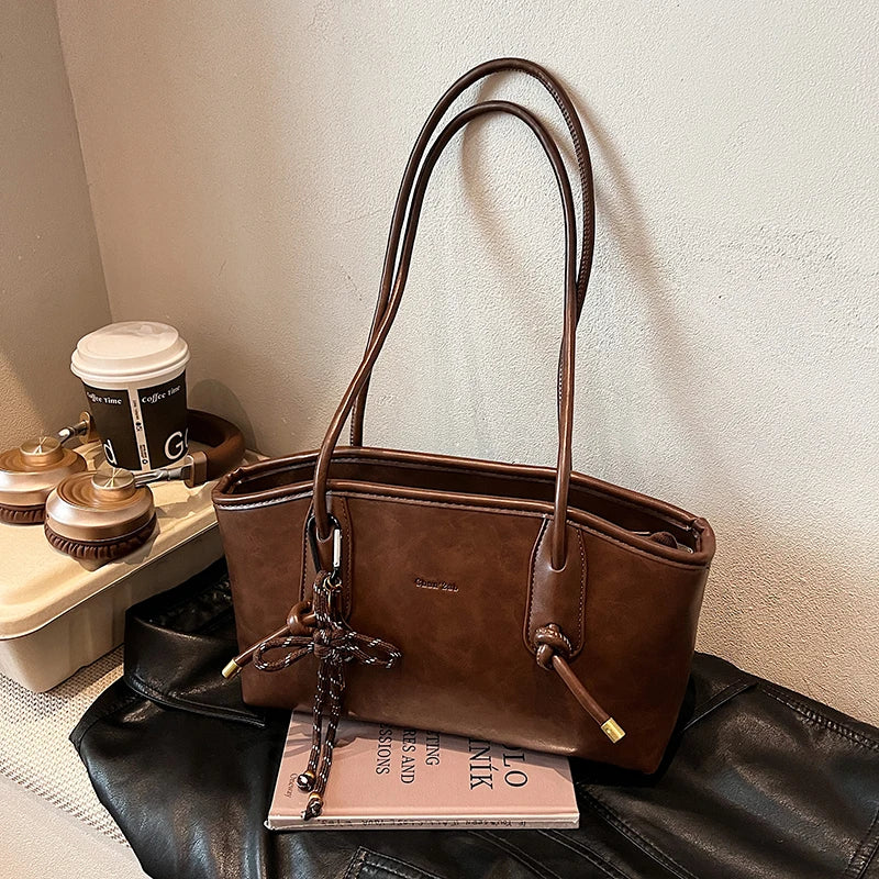 Winter PU Leather Shoulder Bags for Women Y2K Hot Female Crossbody Bag Lady Luxury Handbags and Purses Retro Tote Top-handle Bag