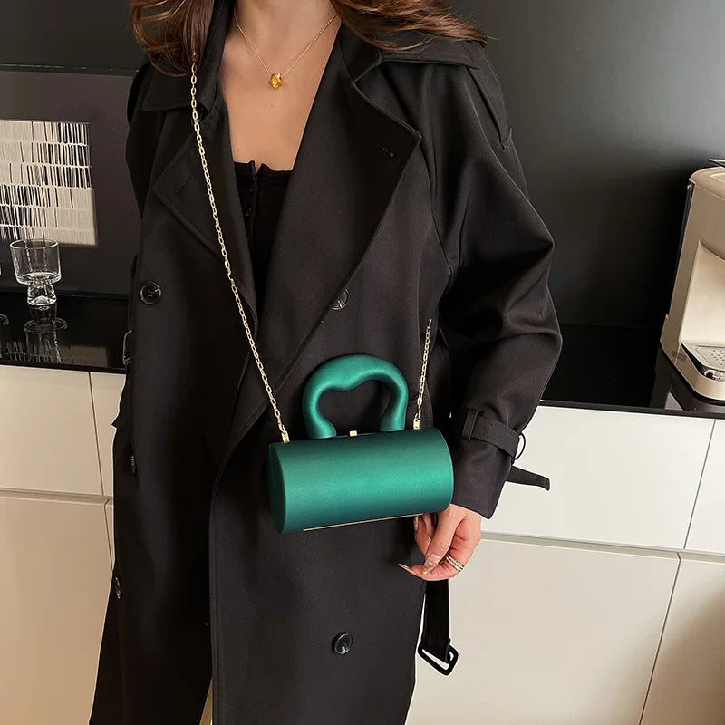 Cylinder Shape Evening Clutch Purses For Elegant Women 2026 Latest Luxury Designer Handbags Acrylic Chain Shoulder Crossbody Bag