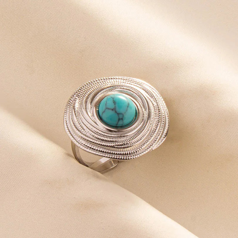 Bohemian Turquoise Gemstone Adjustable Ring for Women