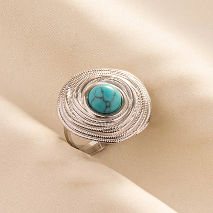 Bohemian Turquoise Gemstone Adjustable Ring for Women