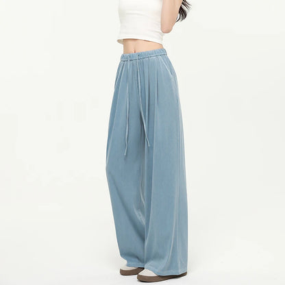 Lightweight Lyocell Wide-Leg Jeans with Elastic Waist