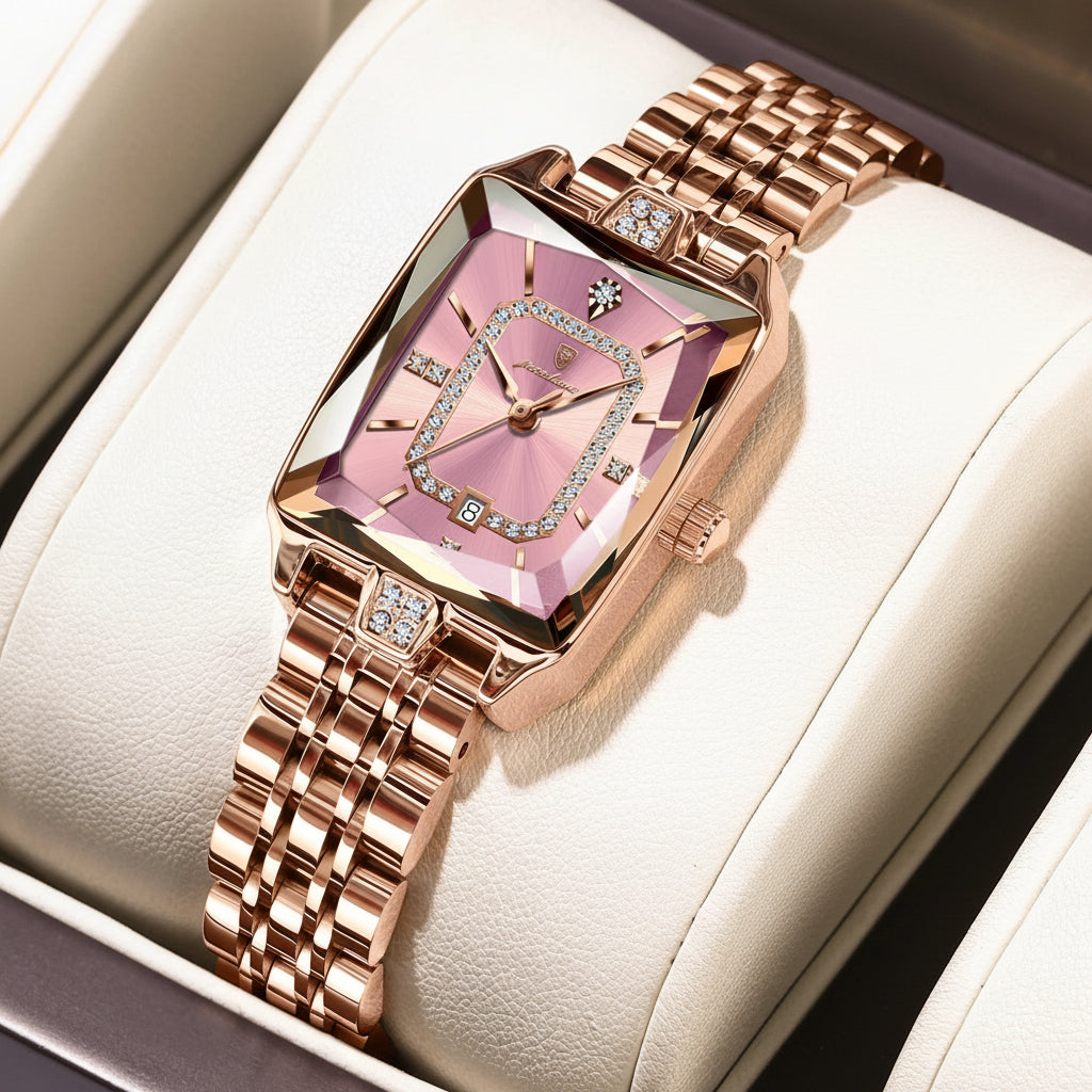 Luxury Stainless Steel Quartz Wrist Watch with Date Display & Water Resistance
