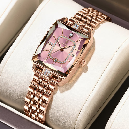 Luxury Stainless Steel Quartz Wrist Watch with Date Display & Water Resistance