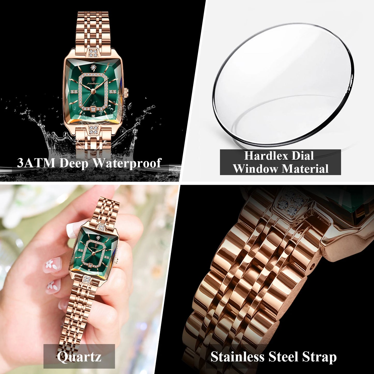 Luxury Stainless Steel Quartz Wrist Watch with Date Display & Water Resistance