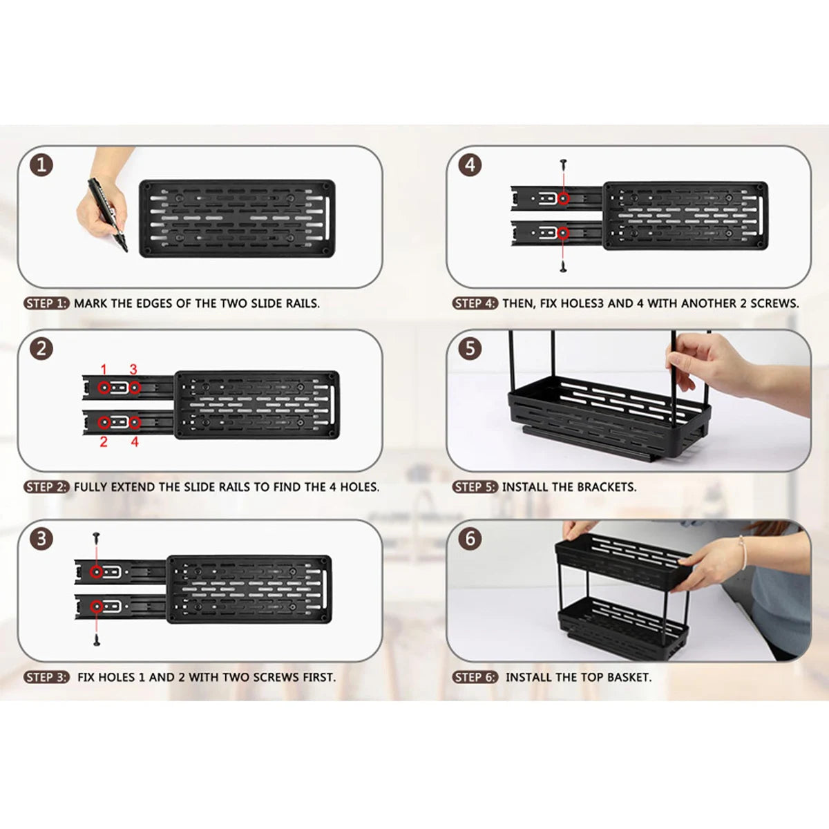 2-Tier Pull-Out Spice Rack Organizer