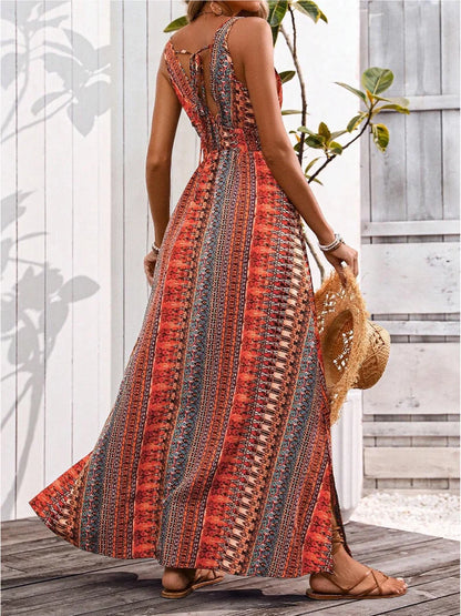 Printed Sleeveless Maxi Dress for Beach & Casual Wear