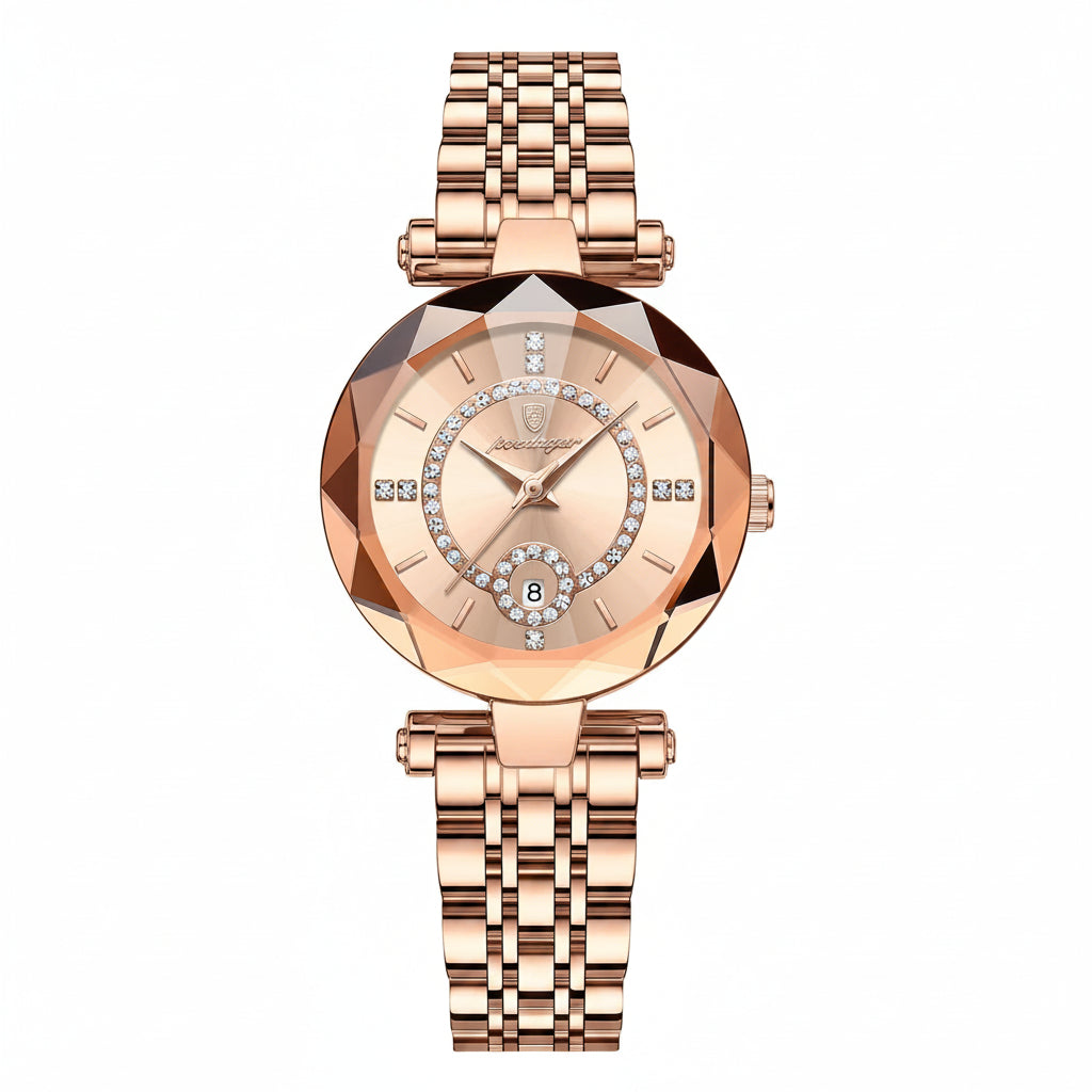 Luxury Stainless Steel Fashion Watch with Quartz Movement, Date Display & Water Resistance