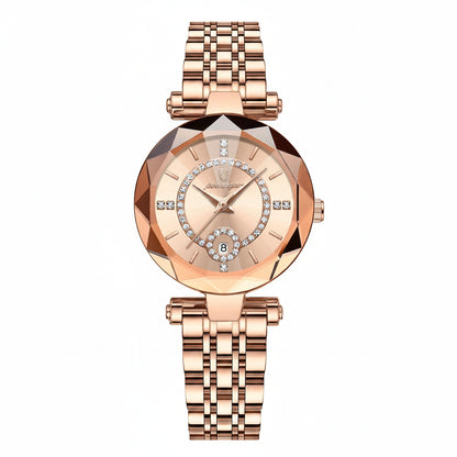 Luxury Stainless Steel Fashion Watch with Quartz Movement, Date Display & Water Resistance