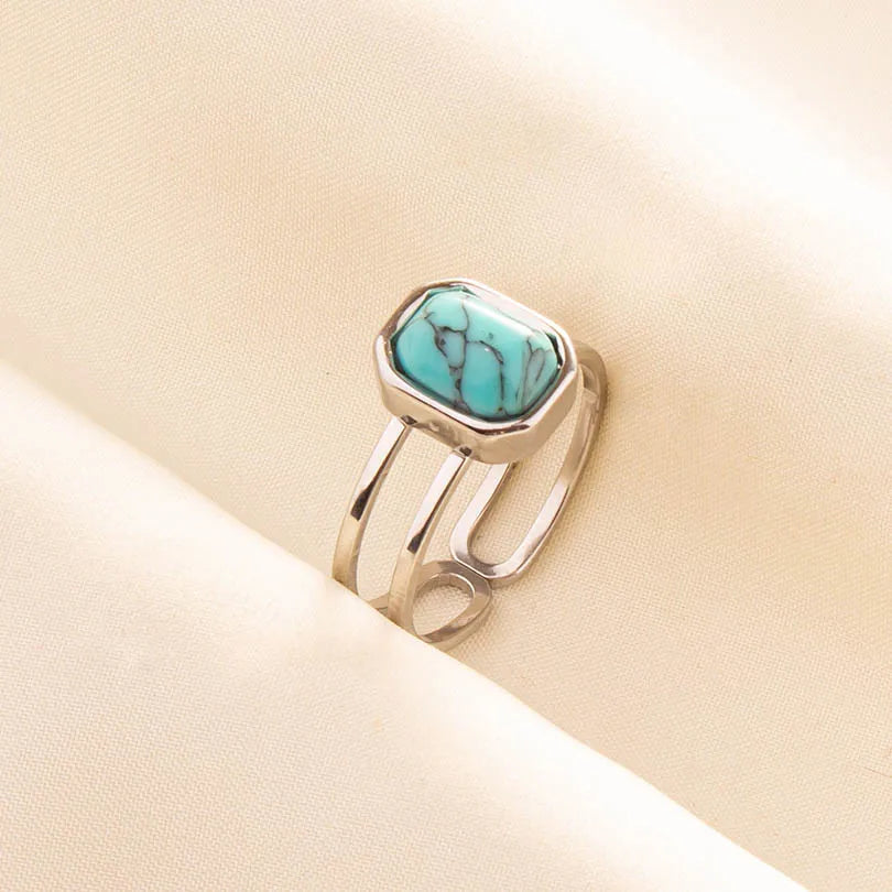 Bohemian Turquoise Gemstone Adjustable Ring for Women