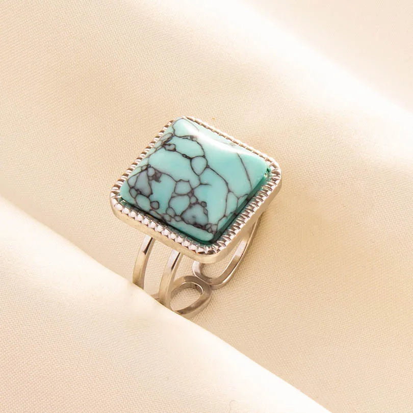Bohemian Turquoise Gemstone Adjustable Ring for Women