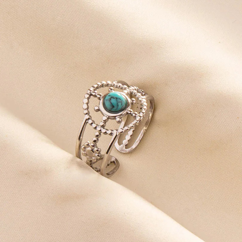 Bohemian Turquoise Gemstone Adjustable Ring for Women