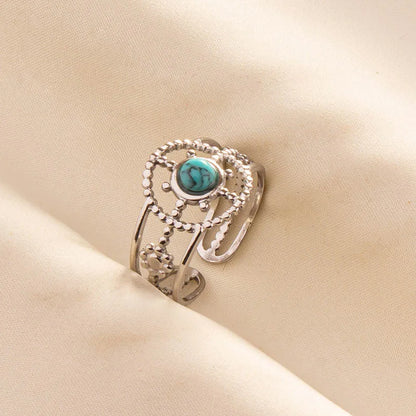 Bohemian Turquoise Gemstone Adjustable Ring for Women