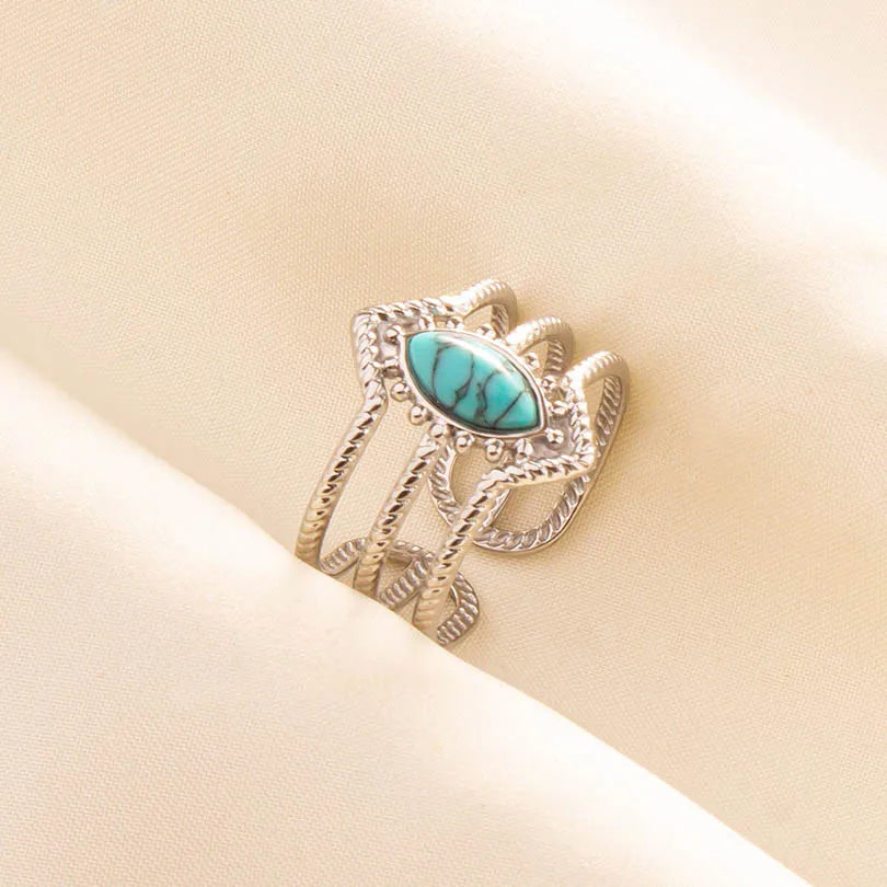 Bohemian Turquoise Gemstone Adjustable Ring for Women