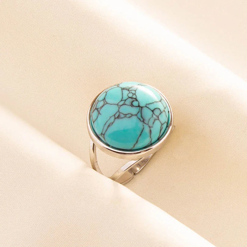Bohemian Turquoise Gemstone Adjustable Ring for Women