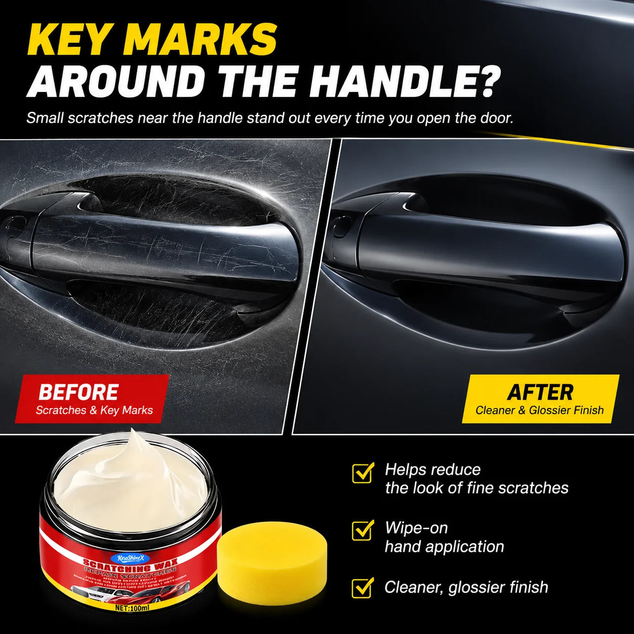 Car Scratch Remover & Nano Ceramic Coating Wax for Paint Repair, Surface Restoration & Gloss Enhancement