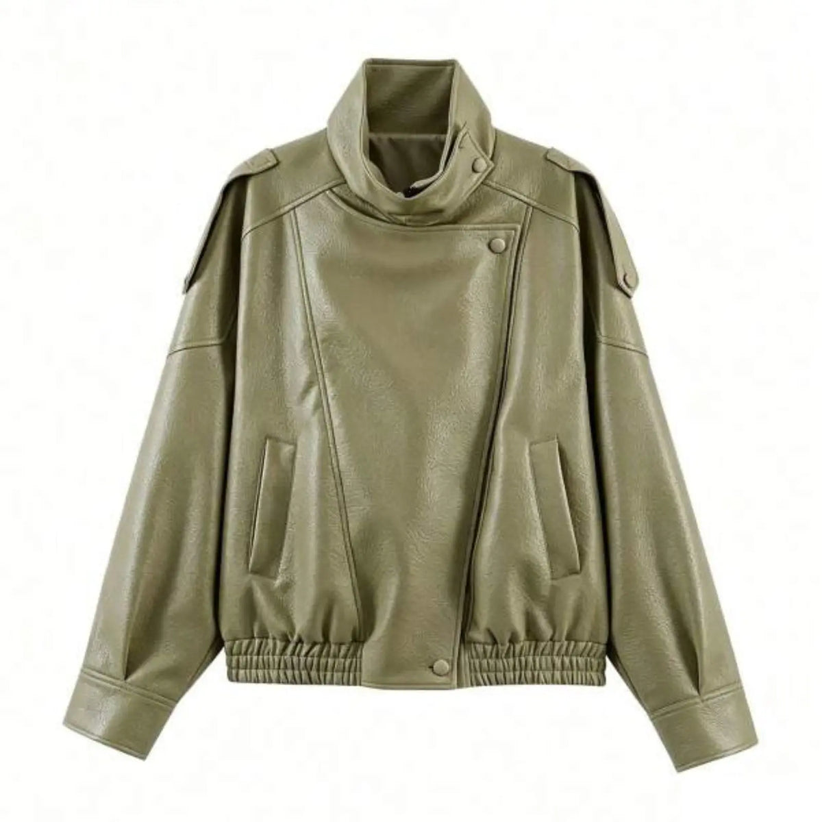 Turtleneck Button Pocket Loose Jacket