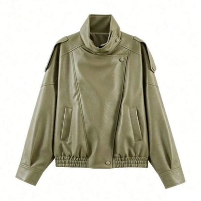 Turtleneck Button Pocket Loose Jacket
