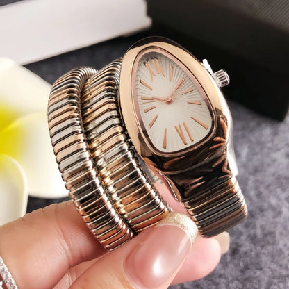 Italian Luxury Snake Bracelet Roman Dial Quartz Watch