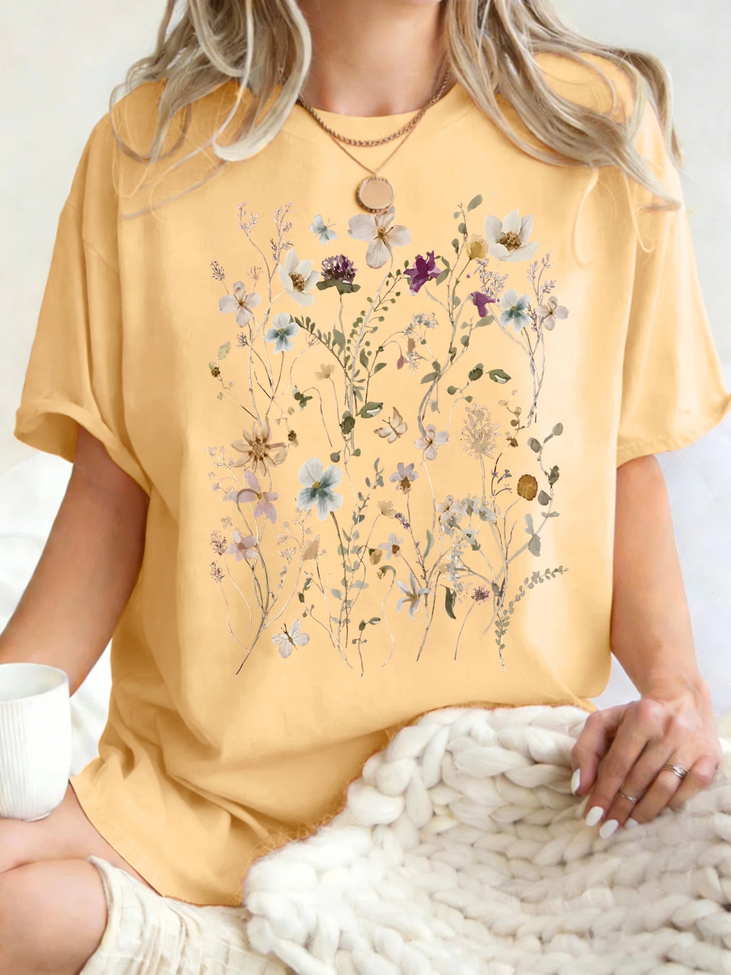 Floral Cluster Print Oversized Short Sleeve T-Shirt