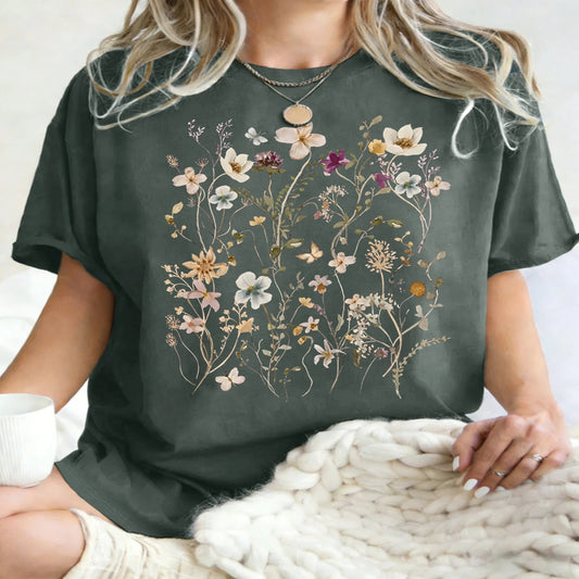 Floral Cluster Print Oversized Short Sleeve T-Shirt