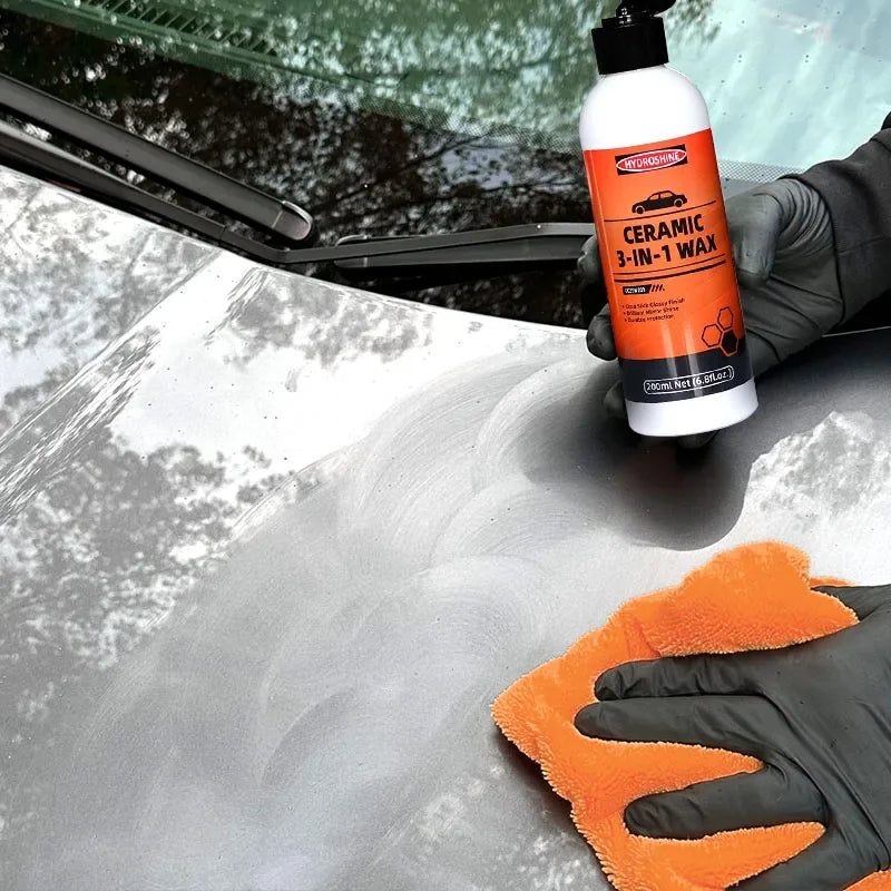 HydroShine 3-in-1 Ceramic Wax Coating with Waterless Wash, High Gloss & Long-Lasting Paint Protection