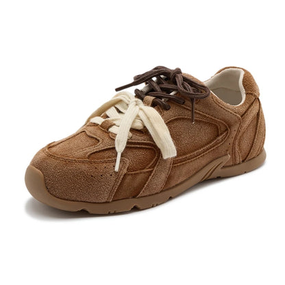 Genuine Leather Retro Trainer Sneakers