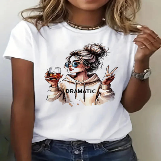 Dramatic Graphic Print Casual Short Sleeve T-Shirt