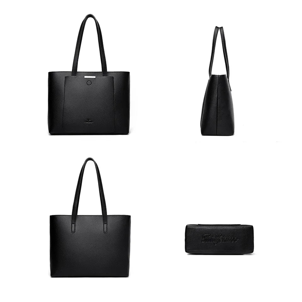 Genuine Brand Soft Pu Leather Hand Bags Big Handbags Women Shoulder Bags for Laptop Luxury Designer Tote Shopping Top Handle Bag