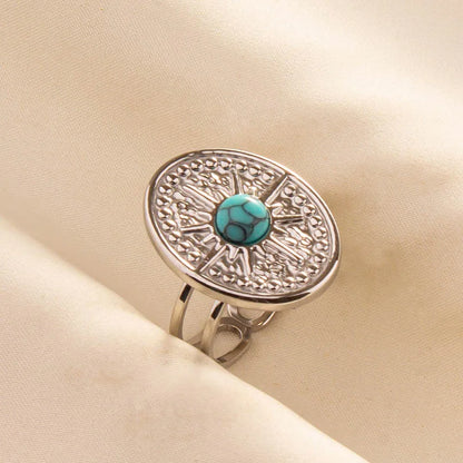 Bohemian Turquoise Gemstone Adjustable Ring for Women