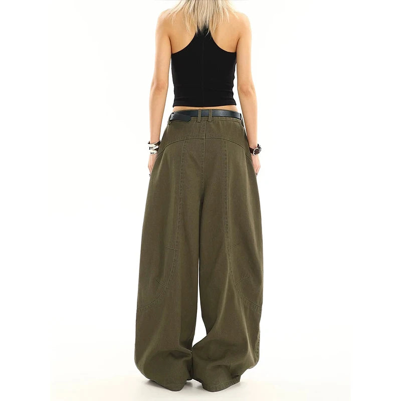 High-Waist Oversized Wide-Leg Denim Jeans with Relaxed Baggy Fit