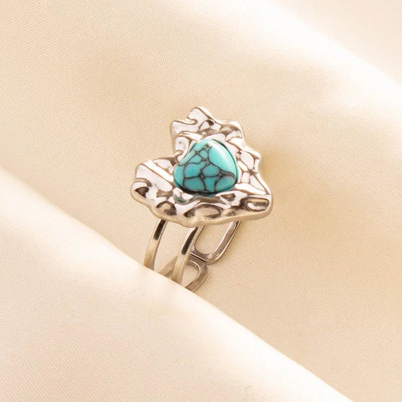 Bohemian Turquoise Gemstone Adjustable Ring for Women