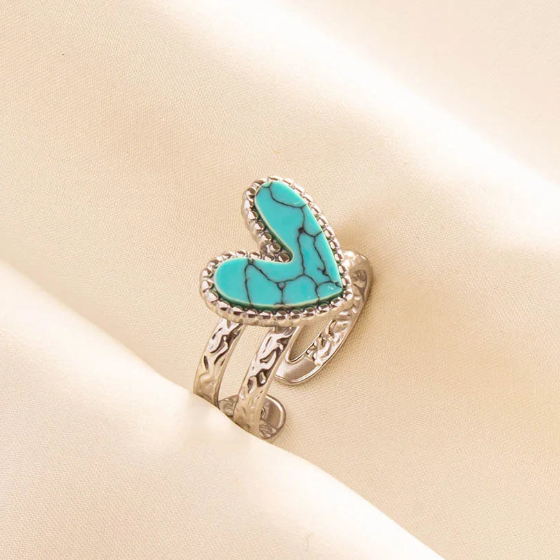 Bohemian Turquoise Gemstone Adjustable Ring for Women