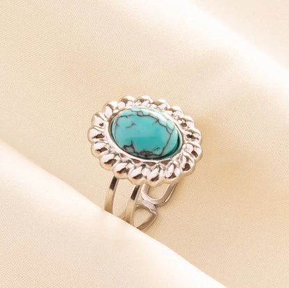 Bohemian Turquoise Gemstone Adjustable Ring for Women